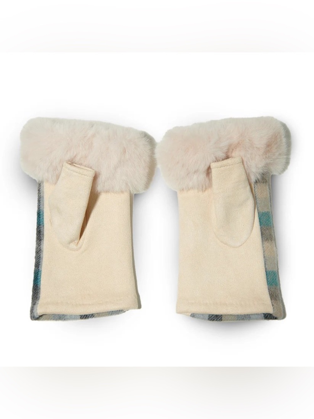 Islander Fingerless Gloves Lambs Wool and Faux Fur (Scotland) - Picture 6 of 13